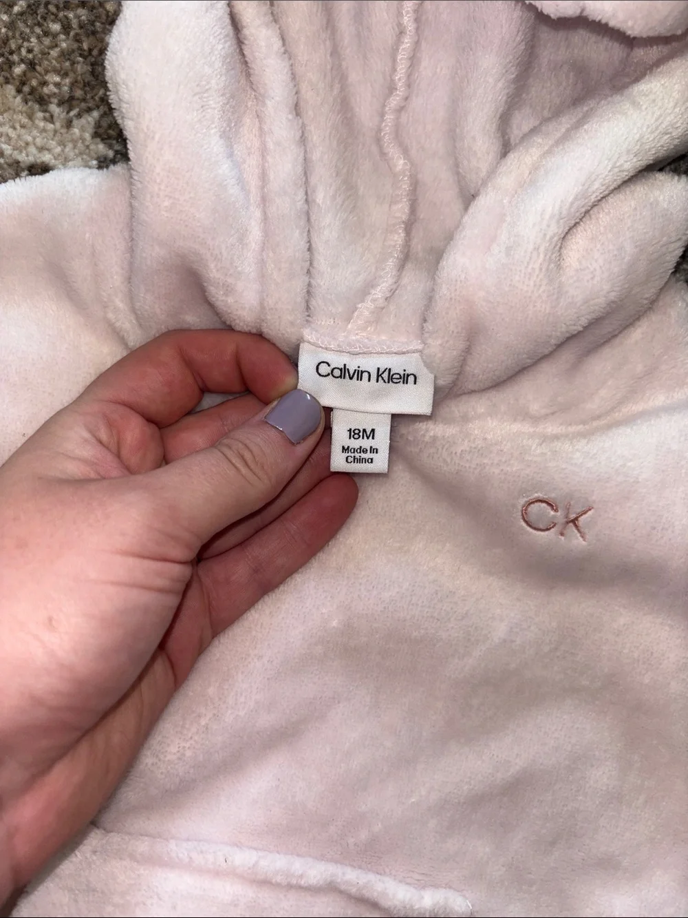 Calvin Klein Baby 18month Light Pink Plush Hoodie & Jogger Set